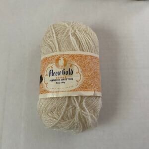 Fleece Gold Pompadour Babies Yarn Skein Cream White Virgin Wool Rayon Vintage